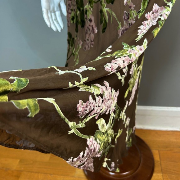VTG Fairy Grunge burnout velvet dress size 9 Jones New York Brown Maxi Long - Picture 8 of 12